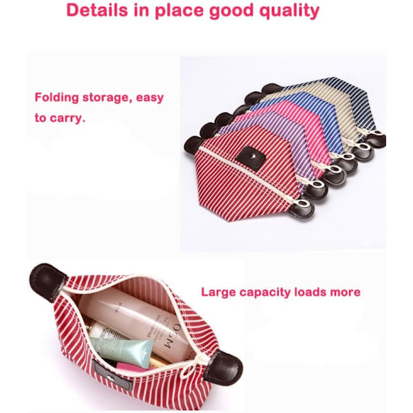 Sminkväska, Resesminkväska, Toalettväska, Kosmetikväska i nylon, Ljusrosa sminkväska, Hudvårdsväska, Preppy sminkväska, Sminkväska för red