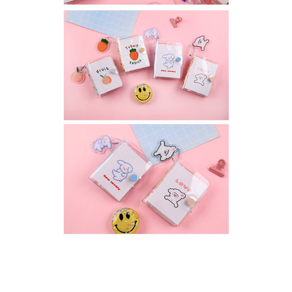 SAYTAY Ny 3-håls lösblads anteckningsbok mini PVC transparent fodral bärbar lösblads spole handbok ST-001