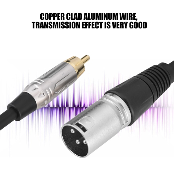 Högkvalitativ RCA-hane till XLR-hane mikrofonkabel ljudkabel (silverplugg 3 m)