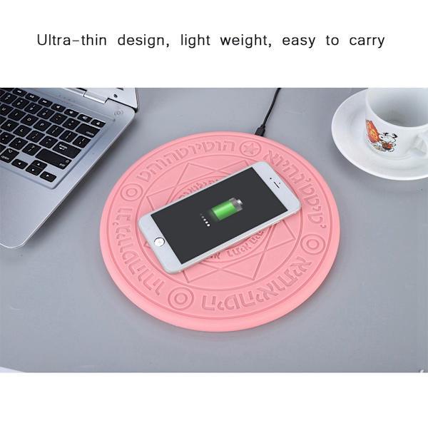 10W Magisk Array Musikk Trådløs Hurtiglader TAPE-C Dual Interface Ladeplate for Android(Rosa)