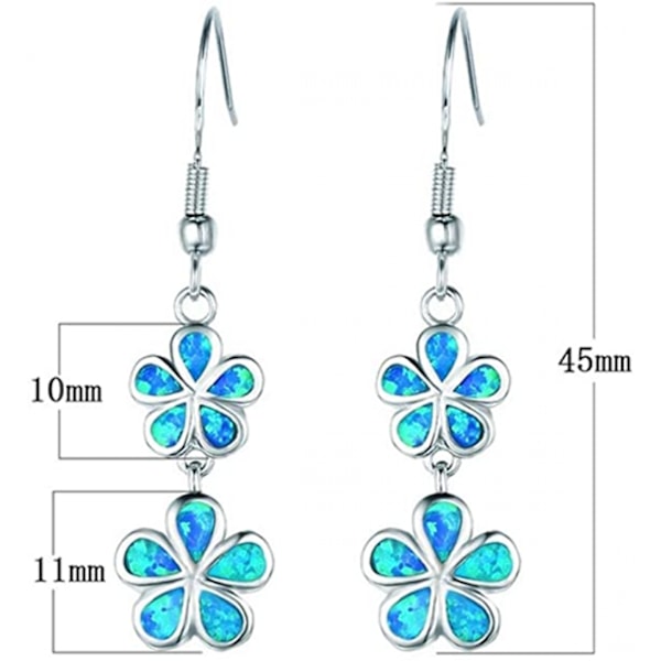Trendiga örhängen med falsk opal och blommor, långa örhängen med krok, festliga smycken, present till kvinnor, gröna