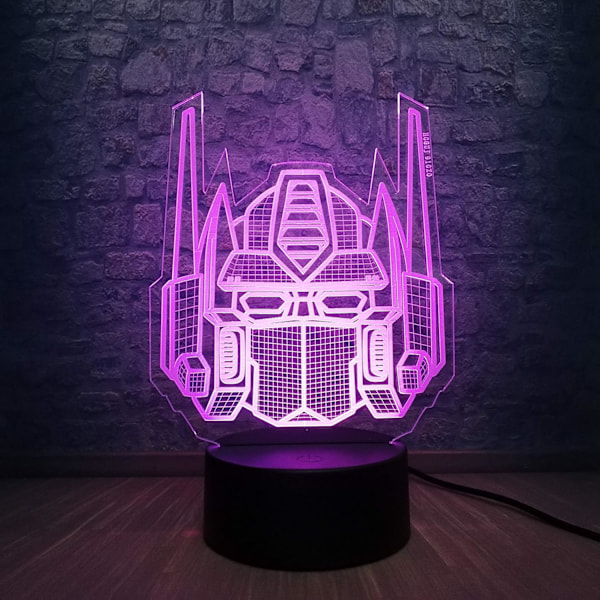 3D Optinen Illuusio Transformers-Malli Pöytälamppu LED-Yövalo 7 Väriä Asteittain Vaihtuva Paras Pojille tai Kotitoimiston Koristeluun （Transformers）