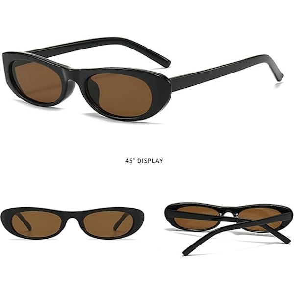 Trendy Ovale Dame Solbriller Designer Luksus Mode Unisex Leopard Små Vintage Smalle Solbriller Black Frame Tea