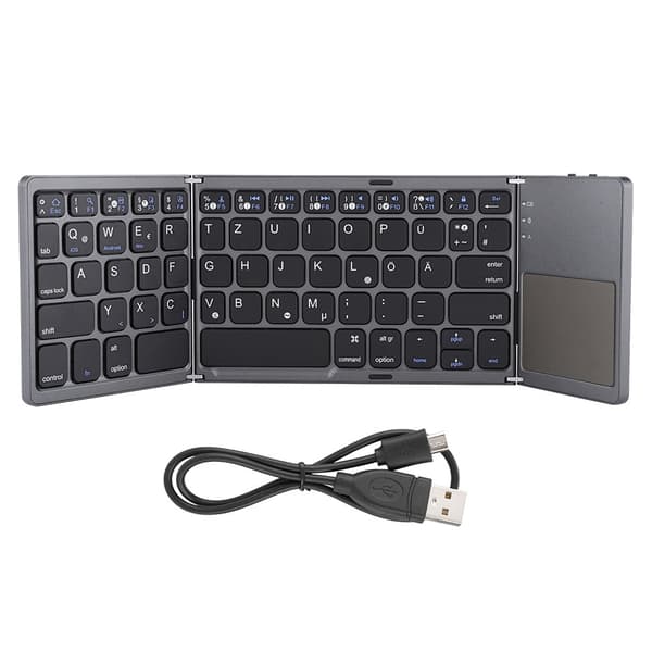 Foldbar Bluetooth 3.0 Trådløst Tastatur Med Touchpad For Android/Windows/IOS
