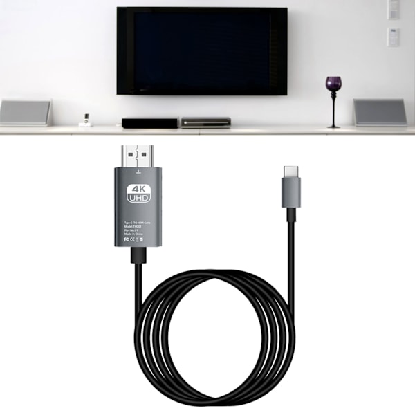 Typ C till HD Multimedia Interface-kabel Stöd 4K 16 Gbps Typ C till HD-kabel DP Alternativt läge för TV-skärm Svart