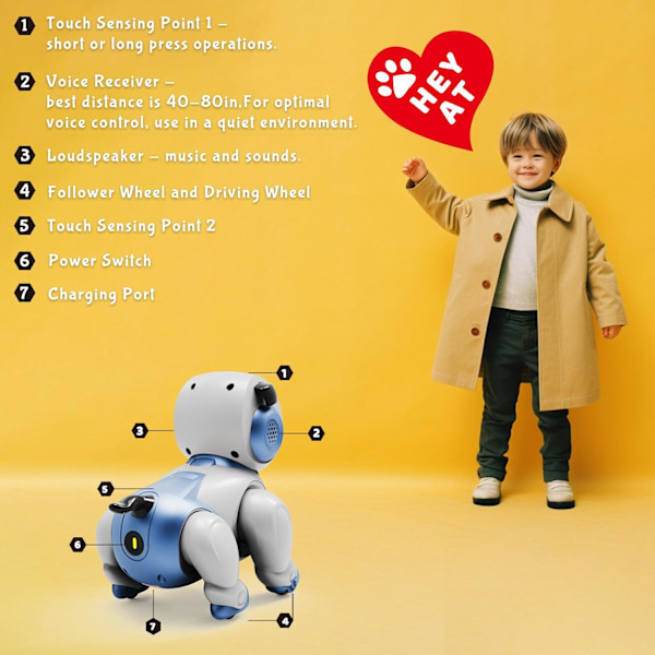 Smart interaktiv robot hundelegetøj til børn med stemme- og berøringsstyring Dansende kæledyr RC dyre legetøj til drenge og piger Realistisk mini kæledyr hund robot simulator