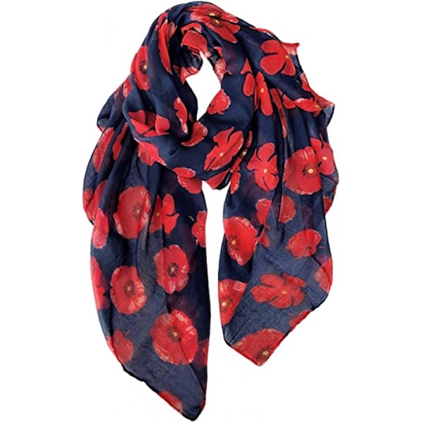 Poppy Scarf - Dam lätt blommig sjal för kvinnor, resetillbehör för våren, lätt, mjuk och andningsbar