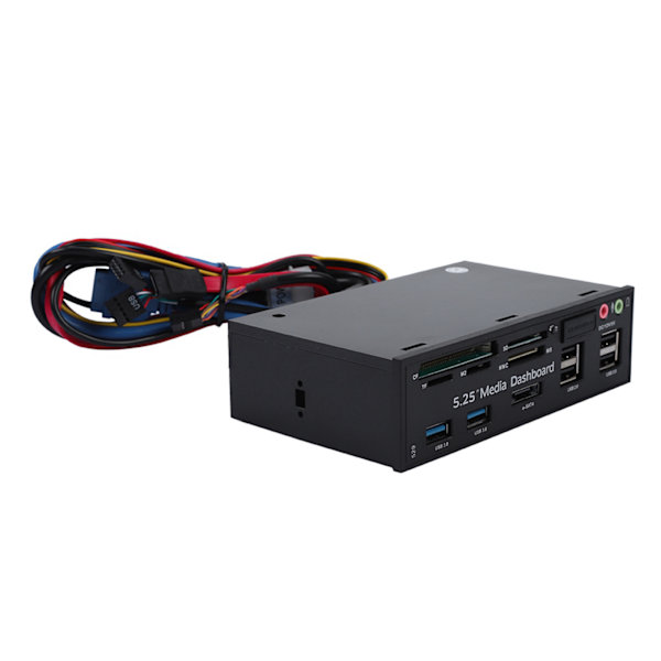 5,25\" Front Multifunktionspanel USB3.0 Hub Media Dashboard PC Internt Kortlæser