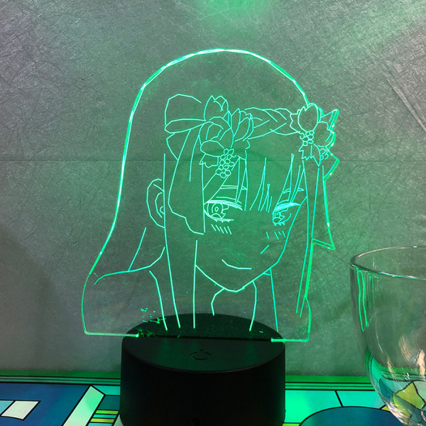 Qinwei Anime Frank Zero Two 3D Natlampe 16 Farver Soveværelse Dekorative Anime Lampe Led Illusion -- Mønster D (Sort Sæde)