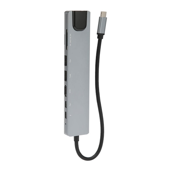 8-in-1 USB-C-keskitin, erittäin nopea tiedonsiirto, PD-lataus, USB-C-Ethernet-keskitinsovitin kotitoimistoon ja matkustamiseen