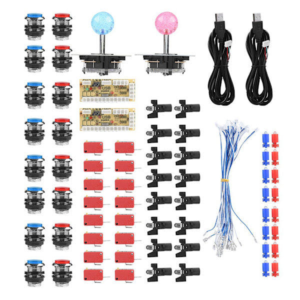 Tilbehør til Arcade Zero Delay USB Encoder DIY Kit Set Spill USB-kabel LED-knapp