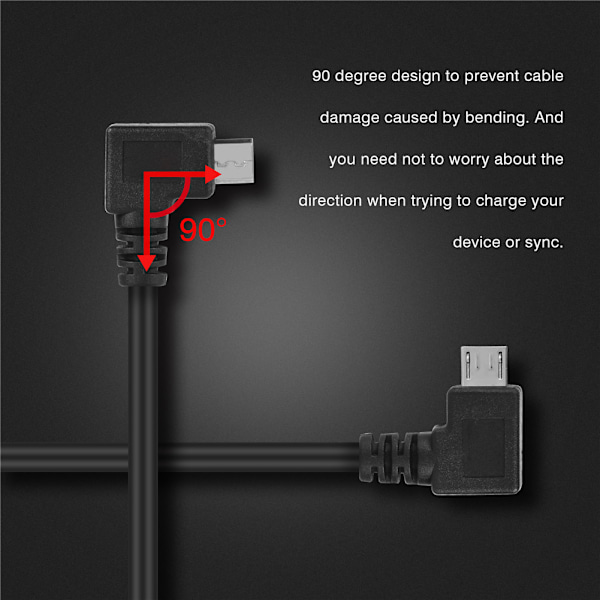 CableDeconn 90 graders Mico USB hane till USB 2.0 typ A hane kabel höger vinklad 3M / 9.8ft