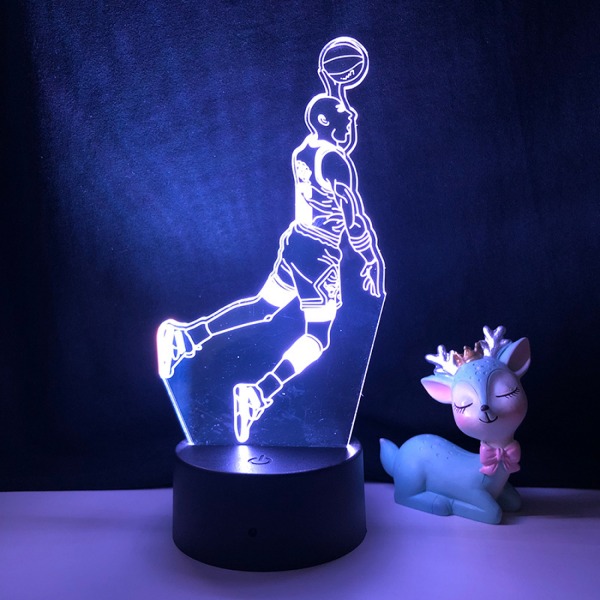 Qinwei Basketball Player Natlampe  3D Illusion LED  Lampe med Fjernbetjening Bedste Fødselsdag  for Sports Elsker --- A2（Sort Sæde）