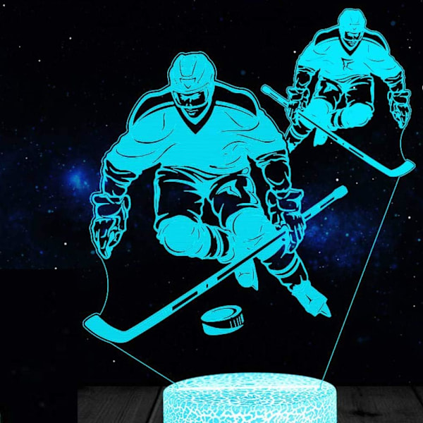 3D Ice Hockey Player Night Light Table Desk Optical Illusion Lamps 7 Color Changing Lights LED Table Lamp Xmas Home Love Birthday Children Kids Gift