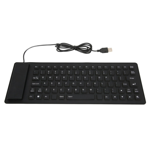 Foldbart silikonetastatur 85 taster Foldbart design Silent Wired Vandtæt Støvtæt fleksibelt tastatur Sort