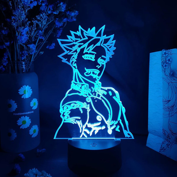 Akryl Nattlampa Manga De Sju Dödssynderna Gadget för Hemrum Dekorativ Ljusfigur Barnbordlampa Present