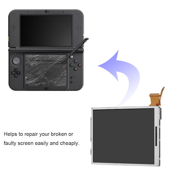 Ersättningsdelar Tillbehör Nedre Nedre LCD-skärm Display för Nintendo 3DS XL Systemspel