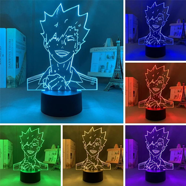 Kuroo Tetsurou 3D LED-lampe Anime nattlys 7/16 farger Passer for soverom belysning Høytidsgaver Barn og venner