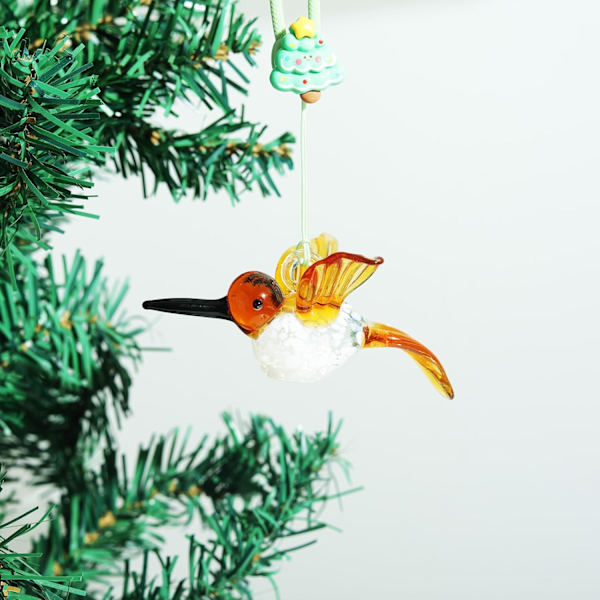 Kolibri Ornament Håndblæst Glas Dekoration Hængende Solfanger til Vindue, Juletræ, Have, Gave til Familie og Venner