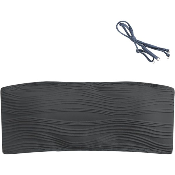 WJSM 2-delat bandeau-baddräkter Ribbade snörda axelbandslösa bandeau-bikinisetet Högt skurna badkläder 5-top Only-2dark Gray S