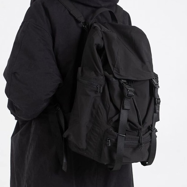 Japansk retro tech-ryggsäck för män, skolryggsäck för bärbar dator, vandringsryggsäck i hiphop-stil, fritidsryggsäck för gatan