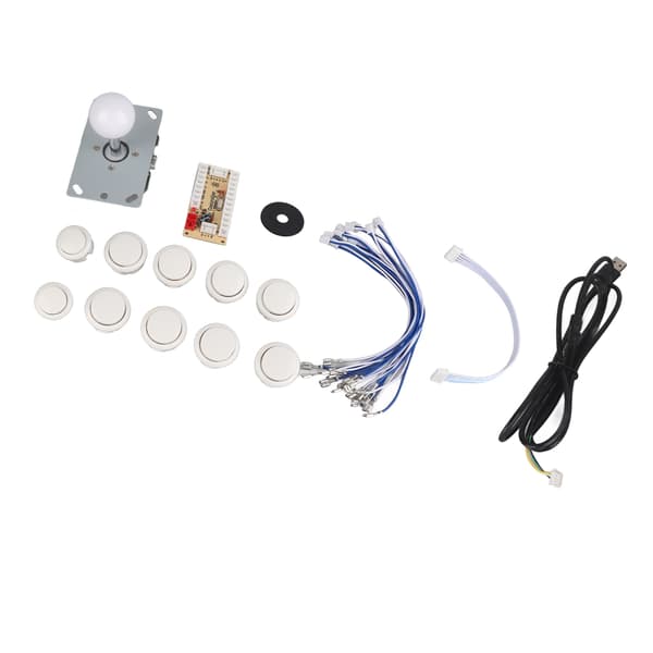 Arcade-spill DIY-delersett Zero Delay USB-koder JoyStick-knapp for Mame-spill (hvit)