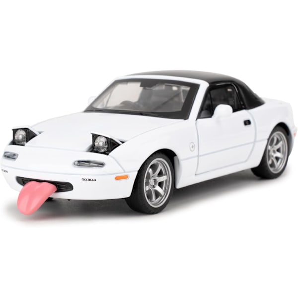 1/32 Mazda Miata MX-5 Leksaksbil i metall, Leksaksbil med dragback, avtagbart tak, blinkande lampor, Leksaksbil med ljud och starka lampor