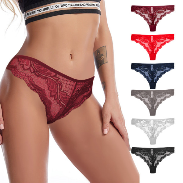 AVEKI 3 kappaletta G-string-tanga naisille, pitsiset alushousut, joustavat T-selkäiset tangat, matalavyötäröiset hipster-alusvaatteet, seksikkäät, valkoiset, M