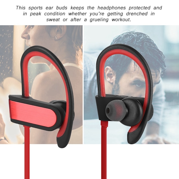 Nye BT302 hængende øre sportsløb vandtæt trådløs Bluetooth støjreducerende headset (rød)