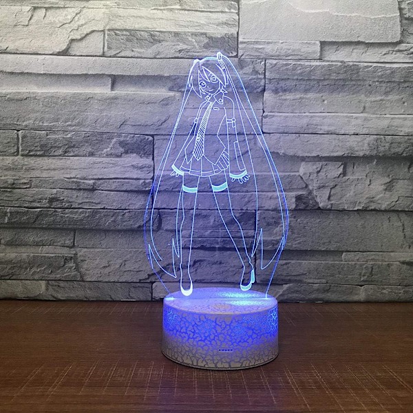 3D Optisk Illusion Natlampe Anime Pige 3D Lampe Tegneserie Hatsume Miku LED Natlampe Skrivebordslampe Actionfigurer Drenge Piger Fødselsdagsgave Julegave