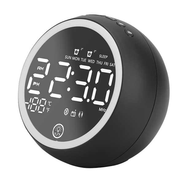 Multifunktionell dubbel USB Bluetooth 5.0 handsfree-samtal högtalare med temperaturvisning