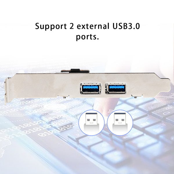 PCI-E 2-port USB 3.0 -nousukortin laajenninsovitinkortti Windows XP / Vista -käyttöjärjestelmälle