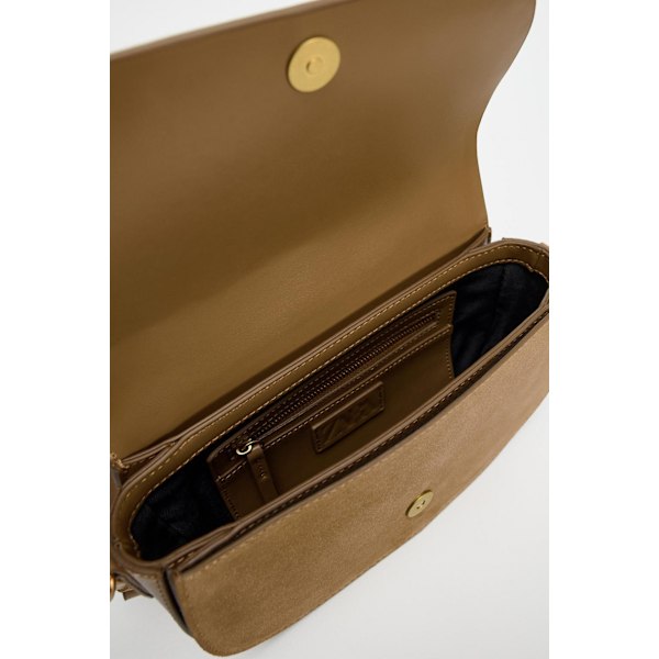 Damväska Mörkbrun Sadelväska Flap Axelväska Casual Mode Mocka Crossbody Väska