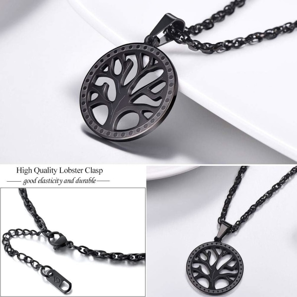 Livets träd Halsband, Naturligt Spirituellt Halsband, Familjeträd Halsband, Herr Dam Smycken, Kommer Presentask black