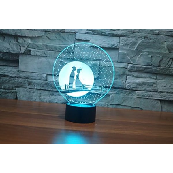 3D Valentinsdag Fjernbetjening 16 Farve Natlys Illusion Akryl LED Bord Sengelampe Børneværelse Skrivebords Dekoration Fødselsdagsgaver Legetøj