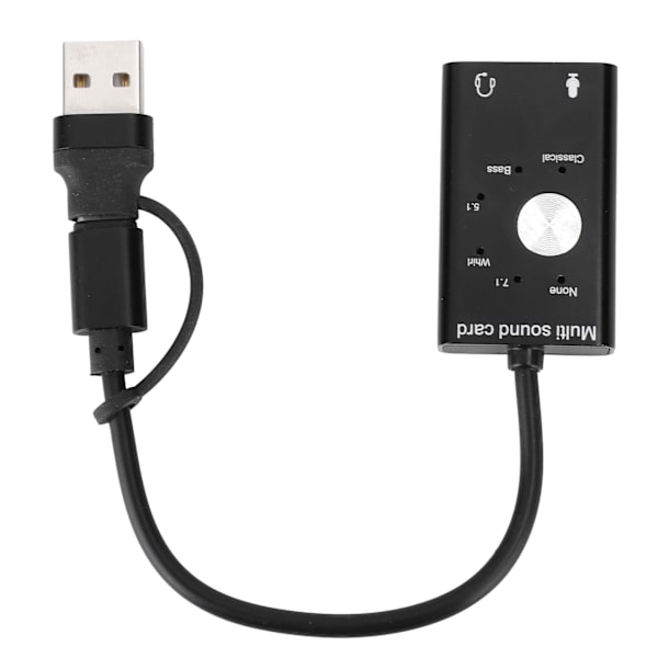 7.1 USB 2.0 Ulkoinen äänikortti 2 In1 Ääniadapteri Type‑C Mikrofoni Tietokoneen lisävaruste