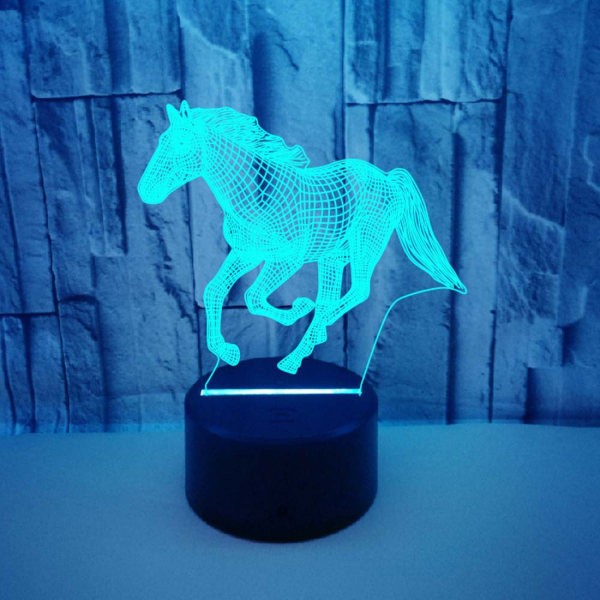 Qinwei Running Horse Night Light kaukosäätimellä Smart Touch 3D Illusion Lamppu Parhaat lahjat pojille Tytöille Miehille Naisille --- Musta istuin
