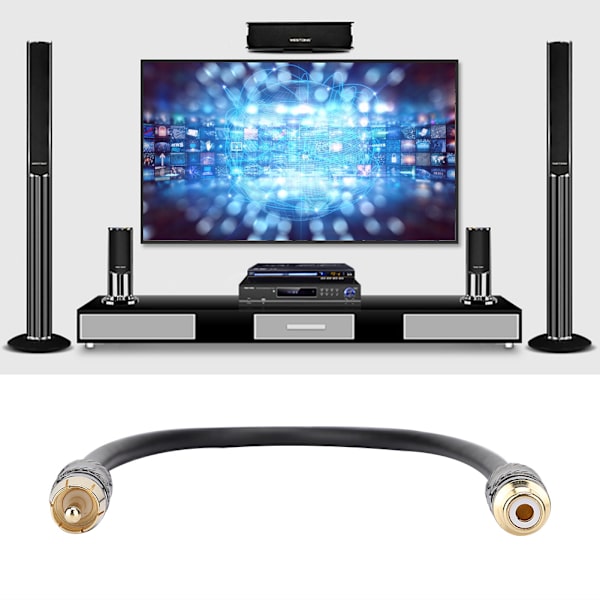 RCA han til RCA hun adapter konverter HiFi-grade tabsfri transmission lydkabel (sort)