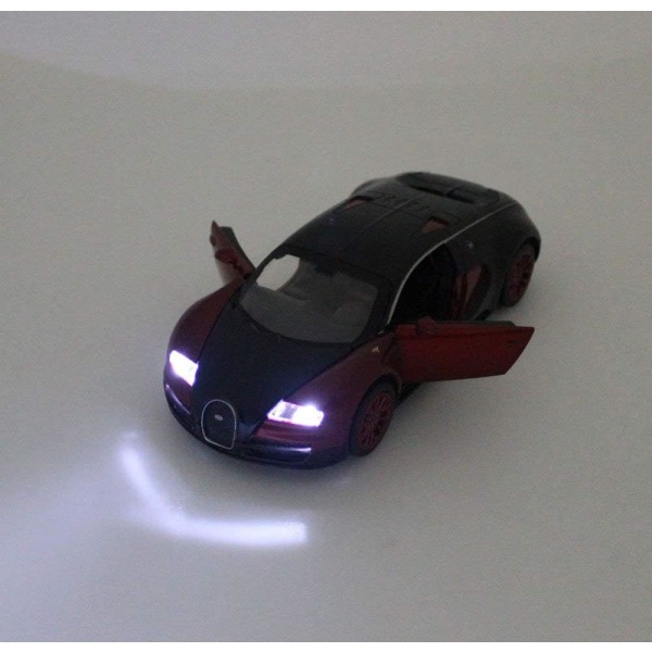 SAYTAY modellbiler, 1:32 Bugatti Veyron Alloy Diecast-biler med lys og lyd (rød) ST-001