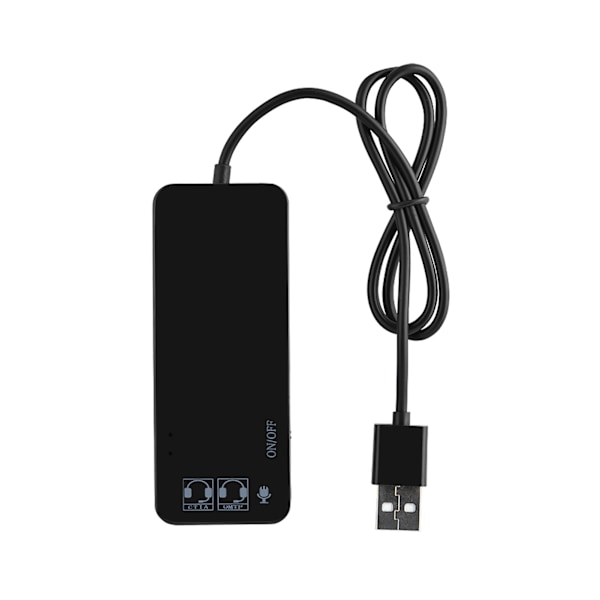 USB 2.0 Hub TIL 3 port USB 2.0 + Hovedtelefon  Mikrofon w 7.1CH Lydadapter Port Splitter Sort