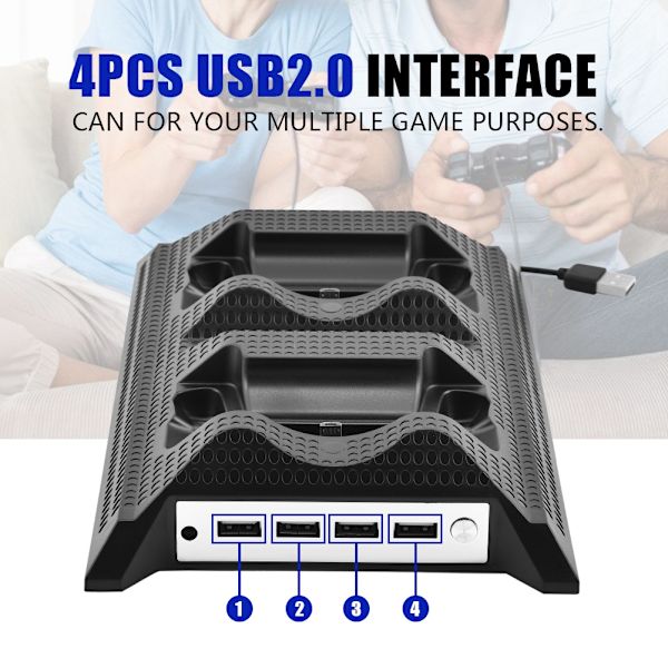 1 stk. Kølestativ Oplader Fan Opladningsstation USB HUB til Xbox One SLIM Konsol Sort