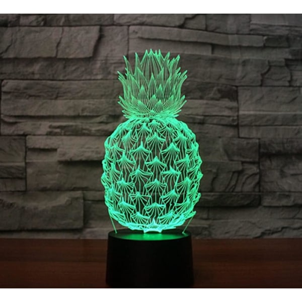 3D Ananas Fjärrkontroll 16 Färger Nattlampor Illusion Akryl LED Bord Sänglampa Barn Sovrum Skrivbords Dekoration Födelsedagspresenter Leksak för Barn