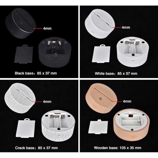 3D Optisk Lampe Illusion Natlys Jul II Stemningslys 7 Farveskiftende Akryl LED Natlys USB Kabler Soveværelse Skrivebord Dekoration