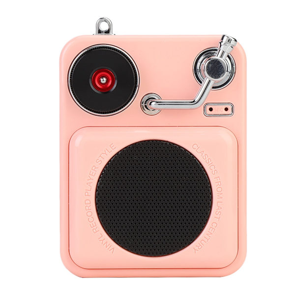 Mini Bärbar Retro Trådlös Bluetooth 5.0 Stereo Högtalare för Kök/Resor/Fiske (Rosa)