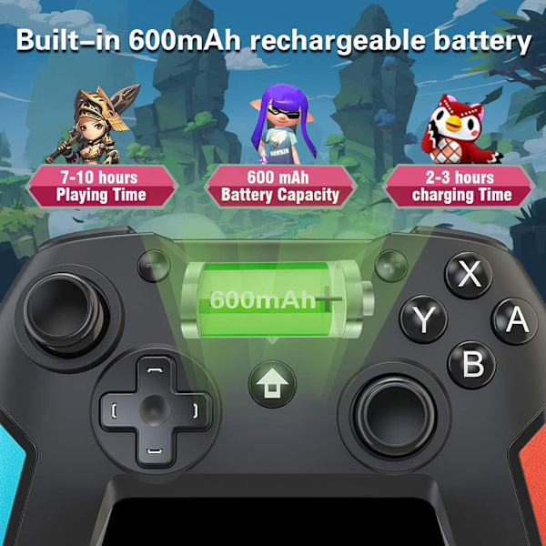 Trådlös Pro-kontroller Gamepad kompatibel med Switch Support Wakeup, skärmdump och vibrationsfunktioner