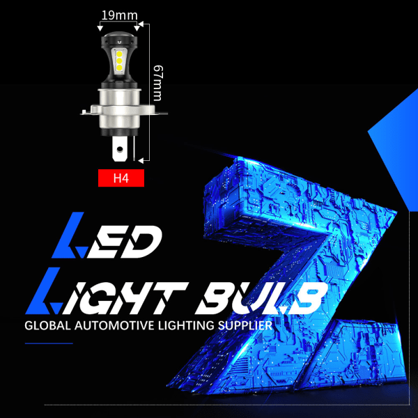 2 stk. LED-forlygter til bil H4 3030 18 lys forlygtepærer til motorcykel LED-forlygter