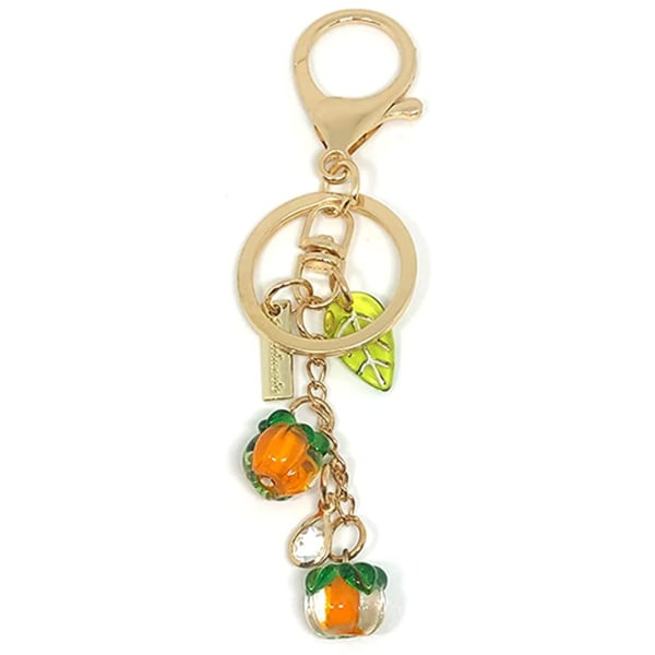 Persimmon Nyckelring Nyckelring Kristall Rhinestone Söt Frukt Kvinnlig Väska Hänge Tillbehör Nyckelkedja