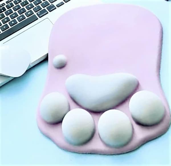 Søt Musematte med Kattepote og Håndleddsstøtte - Myk Silikon Håndleddsstøtte Ergonomisk Datamusematte