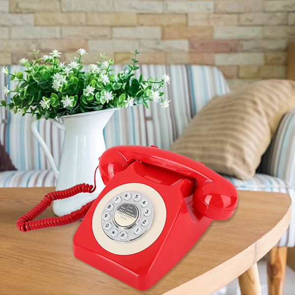 Retro Vintage Antikk Telefon Hotel ReDial Håndfri Fasttelefon Bordtelefon