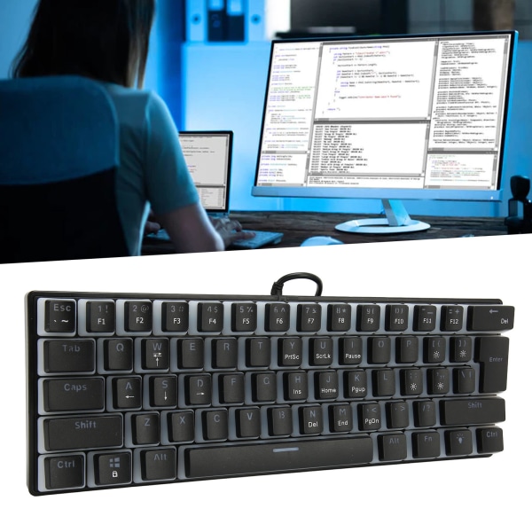 Mekanisk tangentbord 61 tangenter RGB-belysning Blå brytare Ergonomisk 60 % kompakt Hot Plug Gaming-tangentbord för Win